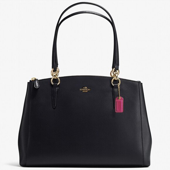 Coach Christie Carryall Leather Bag Black Style F57525 - Picture 1 of 8